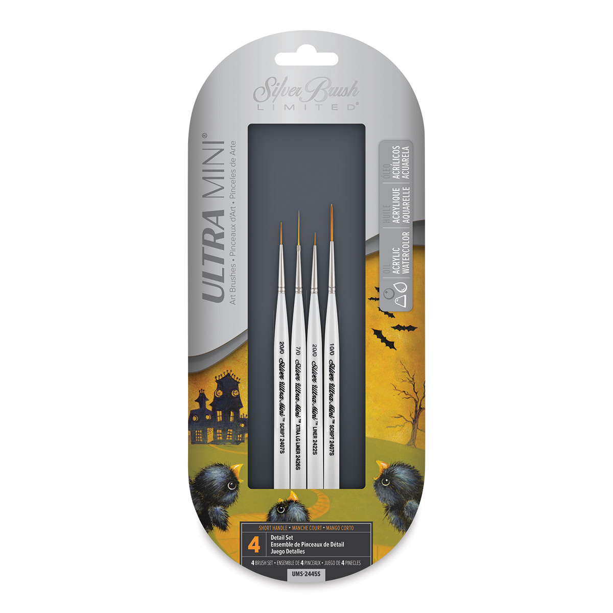 Silver Brush Ultra-Mini Brush Set - Basic Mini Detail Brushes, Set of 6