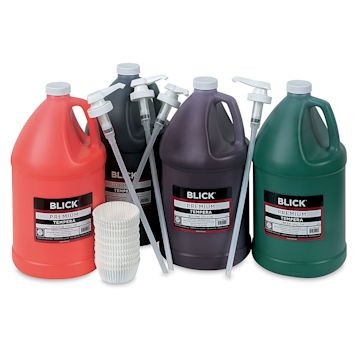 Open in modal - Blick Premium Grade Tempera - Set of 4, Basic Color Pump Kit, Gallons