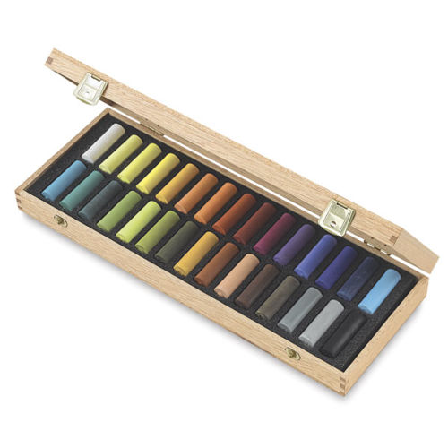 Rembrandt Soft Pastel Set - Assorted Colors, Half Sticks, Wood Box, Set of  30