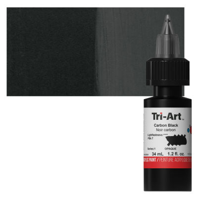 Tri-Art Low-Viscosity Artist Acrylic - Carbon Black, Tube with Swatch