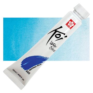 Open in modal - Sakura Koi Watercolor - Cerulean Blue, 12 ml Tube and swatch