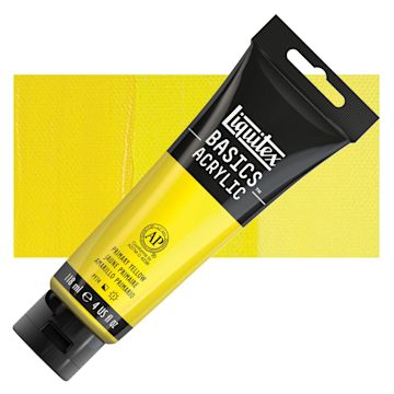 Open in modal - Liquitex Basics Acrylic Paint - Primary Yellow, 4 oz tube and swatch