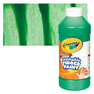 Open in modal - Crayola Washable Fingerpaint - Green, 16 oz bottle and swatch