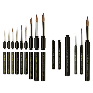 Open in modal - Da Vinci Maestro Kolinsky Travel Brushes - a selection of sizes with and without the handle/cap attached