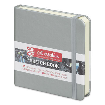 Talens Art Creations Sketchbook - Shiny Silver, 4.7" x 4.7" (side view)