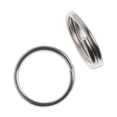 John Bead Must Have Findings Split Rings - Package of 142, Silver, 6 mm (Close-up of two split rings)
