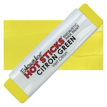 Open in modal - Enkaustikos Hot Sticks Encaustic Wax Paint - Citron Green, 13 ml stick and swatch