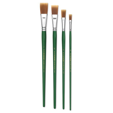 Blick Economy Golden Nylon Brush Set - Flat, Long Handle, Set of 4