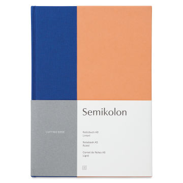 Semikolon Cutting Edge Notebook - Cobalt/Peach, 176 Pages, 5-3/4" x 8-1/4" (front cover)