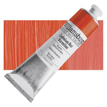 Open in modal - Williamsburg Handmade Oil Paint - Cadmium Red Vermilion, 150 ml tube and swatch