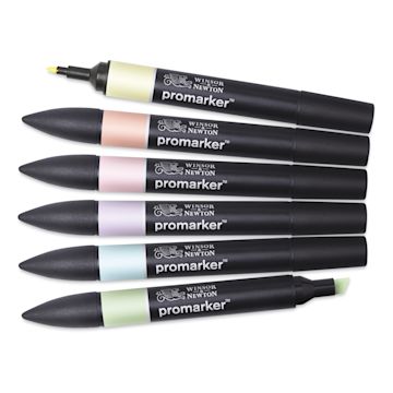 Open in modal - Winsor & Newton Promarker - Pastel Tones, Set of 6, out of packaging