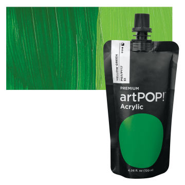 artPOP! Heavy Body Acrylic Paints - Yellow Green, 120 ml Pouch with swatch