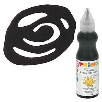 Open in modal - Primo Tempera Paint - Black, 50 ml bottle and swatch