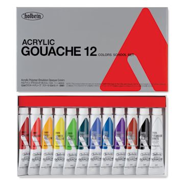Open in modal - Holbein Acrylic Gouache - Set of 12, Assorted Colors, 12 ml Tubes