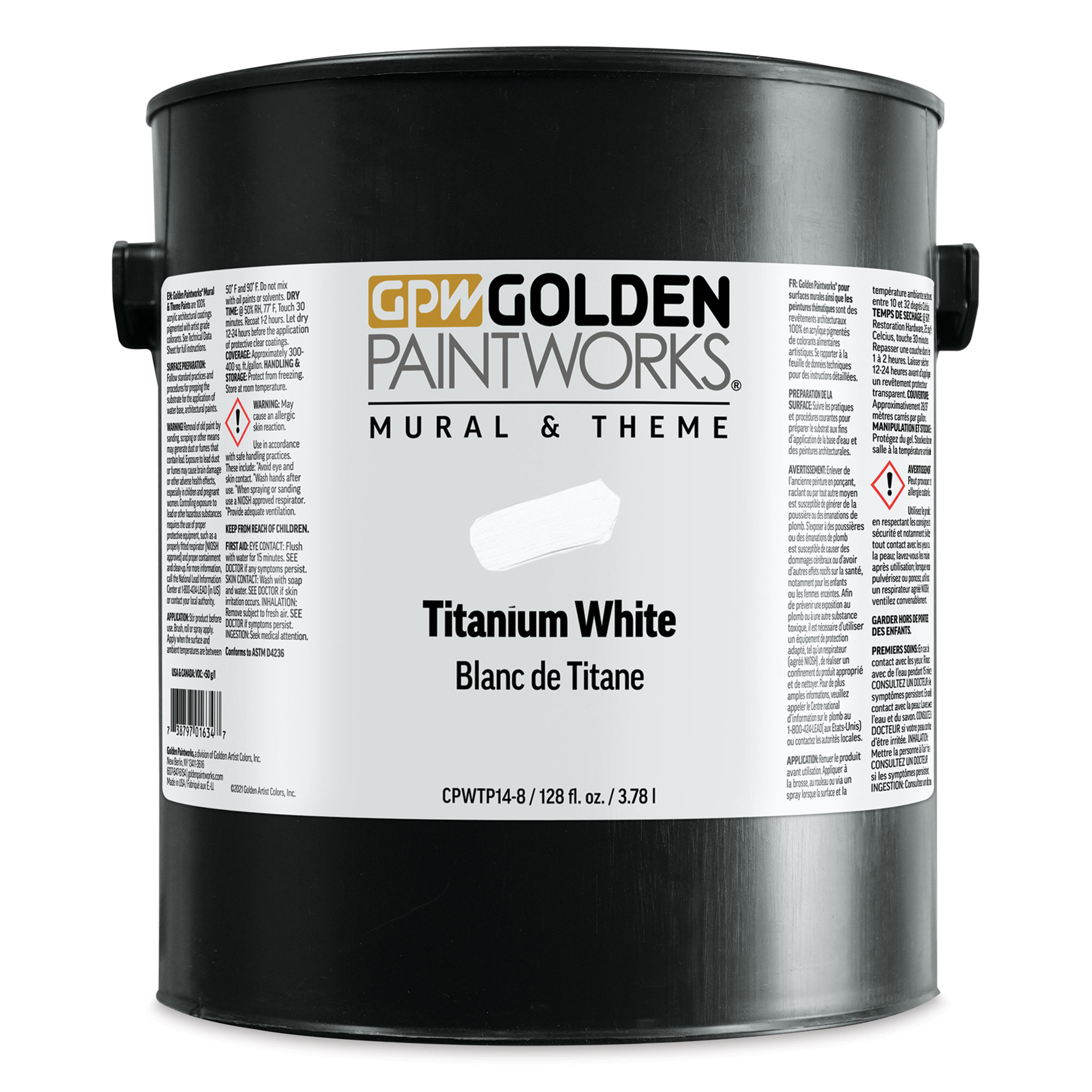Golden : High Flow : Acrylic Paint : 3.78L (128oz) : Titanium