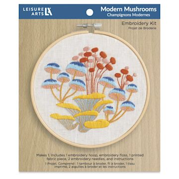 Open in modal - Leisure Arts Embroidery Kit - Modern Mushrooms, 6" - front of packaging