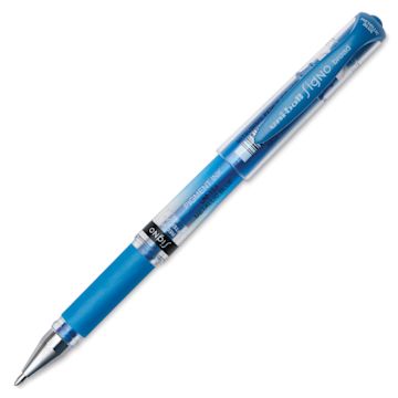 Open in modal - Uni-Ball Signo Impact Rollerball Gel Pen - Metallic Blue, cap off
