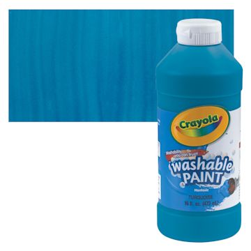 Open in modal - Crayola Washable Paint - Turquoise, 16 oz bottle and swatch