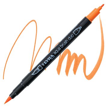 Open in modal - Lyra Aqua Brush Duo Marker - Permanent Orange 012 marker and swatch