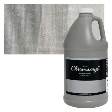 Chromacryl Students' Acrylics - Silver, 64 oz bottle and swatch