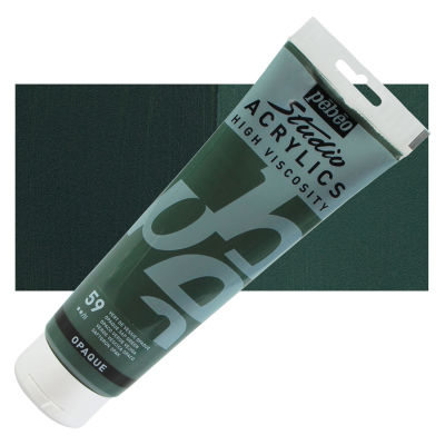 Pebeo High Viscosity Acrylics - Opaque Sap Green, 250 ml, Tube with Swatch