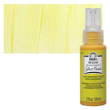 Open in modal - FolkArt Murano Glass Paint - Yellow, 2 oz bottle and swatch