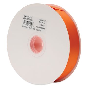 Open in modal - Morex Recycled Double Faced Satin Ribbon - Torrid Orange, 1-1/2" x 100 yd, at an angle