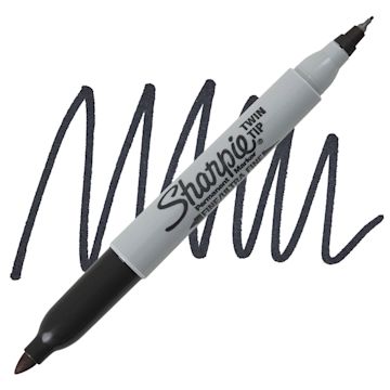 Open in modal - Sharpie Twin-Tip Marker - Black marker and swatch