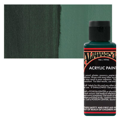 Alpha6 Alphakrylic Acrylic Paint - Dark Olive, 5 oz (swatch and bottle)
