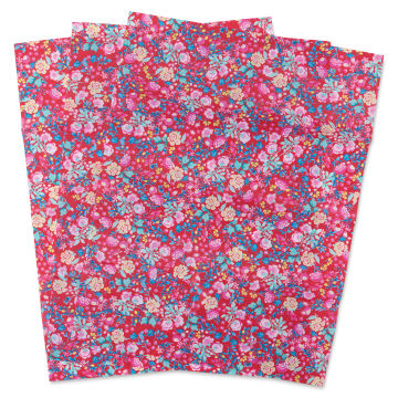 DecoPatch Decorative Papers - Red Floral, Pkg of 3, fanned out