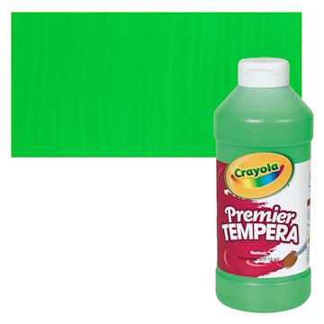 Open in modal - Crayola Premier Tempera - Fluorescent Green, 16 oz bottle and swatch