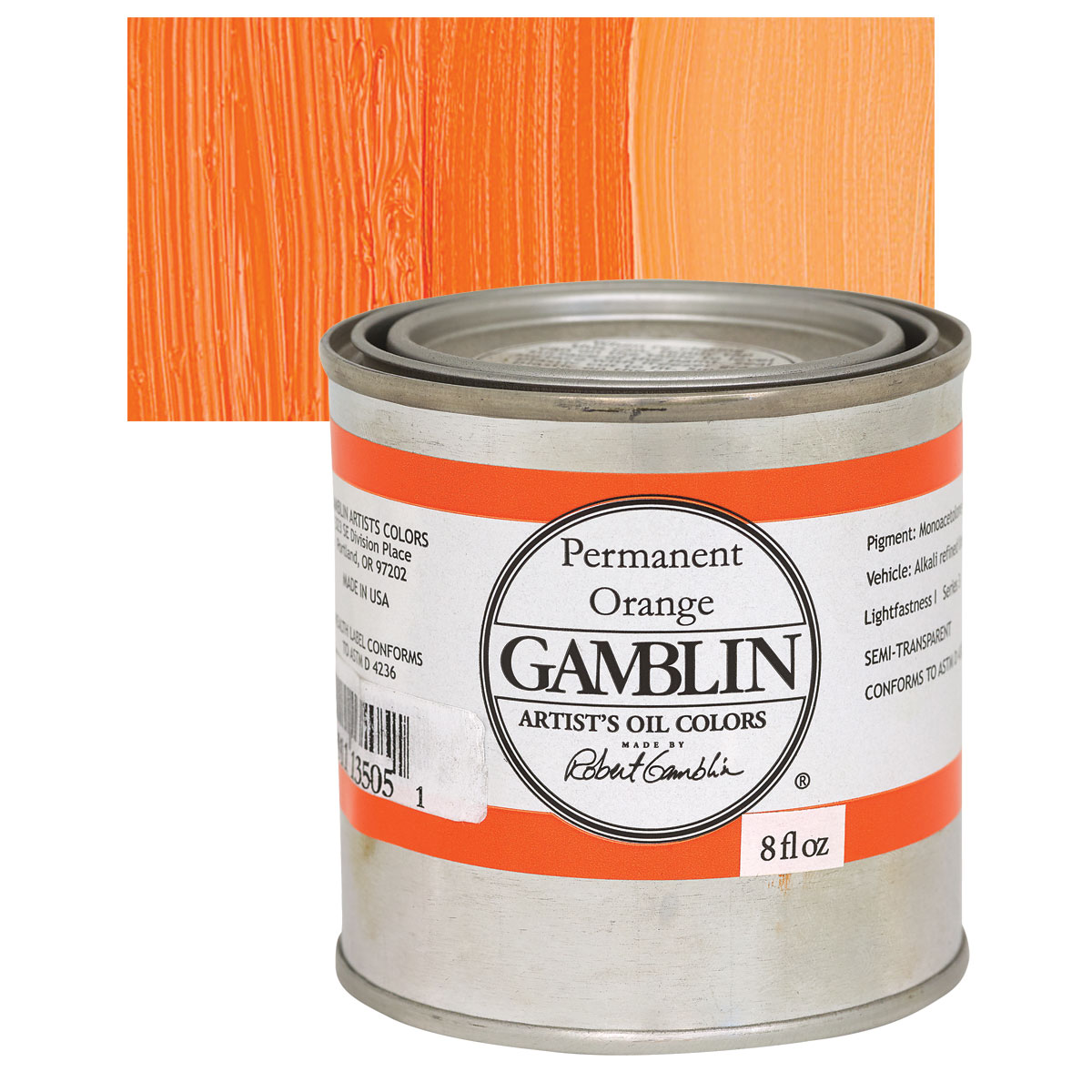 Gamblin artists grade mono Orange 8oz (729911134405)