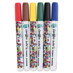 Tulip Graffiti Bullet Tip Fabric Markers - Rainbow, Set of 6 (Out of packaging)