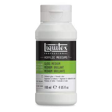 Open in modal - Liquitex Fluids Acrylic Medium -  Gloss, 4 oz Bottle. Front of bottle.