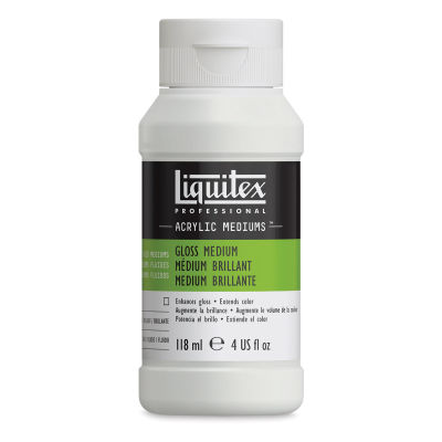 Liquitex Fluids Acrylic Medium -  Gloss, 4 oz Bottle. Front of bottle.