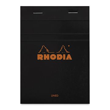 Open in modal - Rhodia Top-Stapled Notepad - Black, Ruled, 4" x 6"