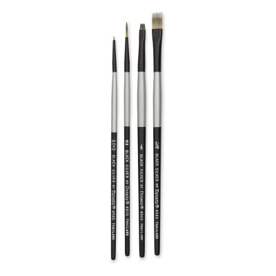Dynasty Black Silver Synthetic Brushes - Set 6, Pkg of 4
