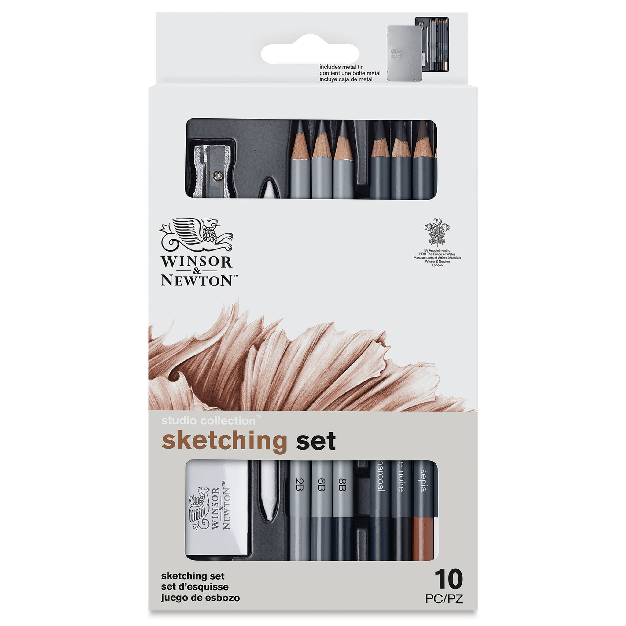 Winsor & Newton Studio Collection Sketching Pencils - Set of 10, front of the packaging