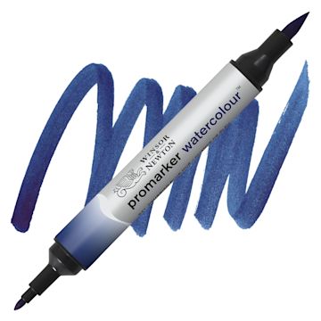 Open in modal - Winsor & Newton Promarker Watercolor Marker - Prussian Blue marker and swatch