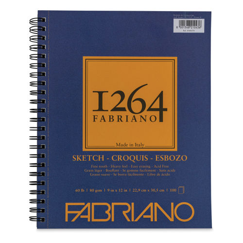 Fabriano 1264 Sketch Pad, 9 x 12, Spiral, 100 Sheets, Portrait
