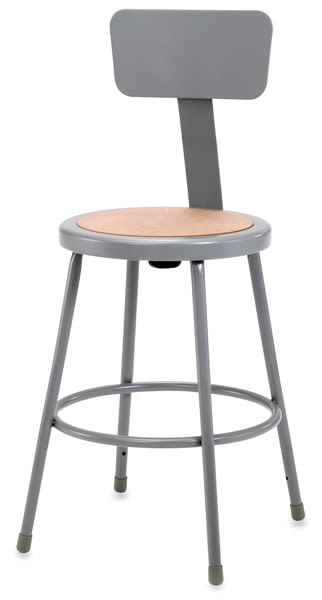 Open in modal - National Public Seating Corp Gray Fixed Height Stool with backrest shown