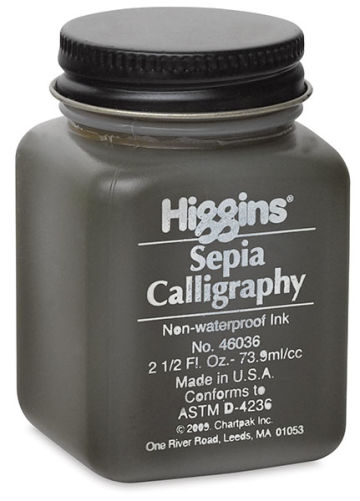 Higgins Calligraphy Ink - Angled view of 2.5 oz bottle of Non-Waterproof Calligraphy Ink 