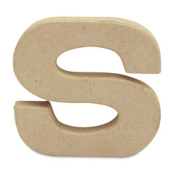 DecoPatch Paper Mache Small Kraft Letter - S, Lowercase, 3-2/5" W x 3-2/5" H x 1/2" D