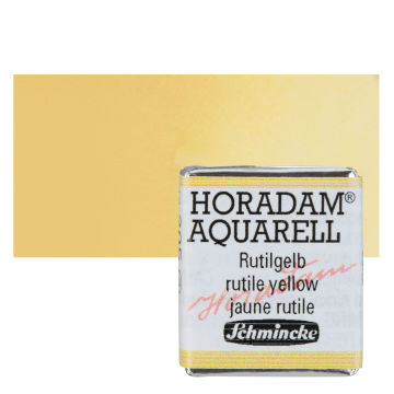 Schmincke Horadam Aquarell Artist Watercolor - Rutile Yellow, Half Pan with Swatch