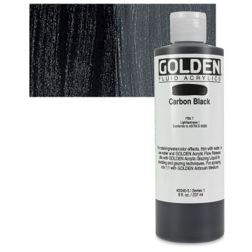 Golden Fluid Acrylics - Carbon Black, 8 oz bottle