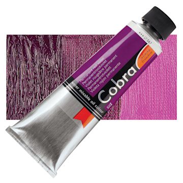 Open in modal - Royal Talens Cobra Water Mixable Oil Paint - Permanent Red Violet, 150 ml tube and swatch