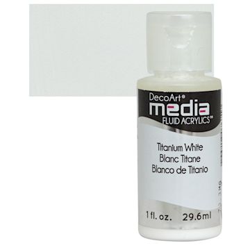 Open in modal - Deco Art Media Fluid Acrylic - Titanium White 1 oz Bottle and swatch