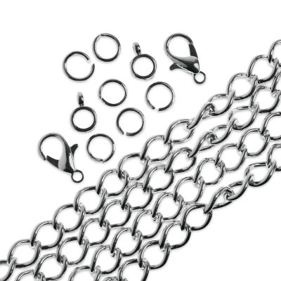 John Bead Curb Chain and Findings Set - 5 mm, Silver (Out of packaging)