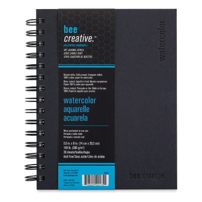 Bee Creative Watercolor Book - 8" x 5-1/2", 50 Sheets, 140 lb, wire bound (front of book)
