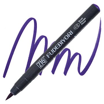 Open in modal - Zig Fudebiyori Brush Pen - Deep Violet pen and swatch